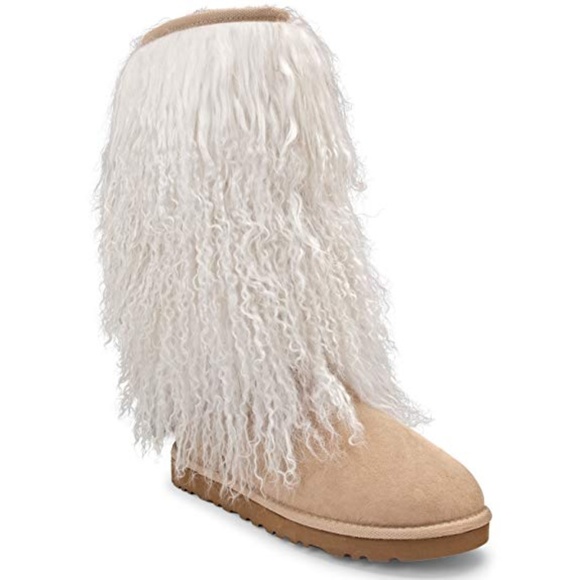 UGG Shoes - Rare UGG Tall Mongolian Sheepskin Sand Boots 8